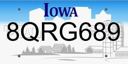 8QRG689 Iowa License Plate