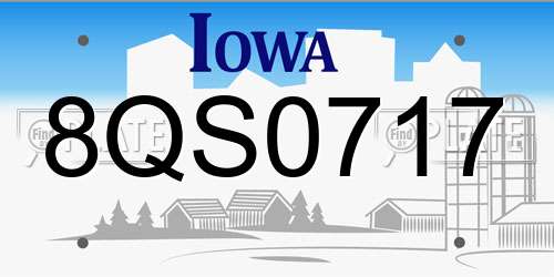 8QS0717 Iowa License Plate