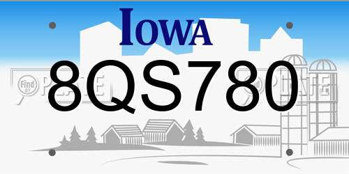 8QS780 Iowa License Plate