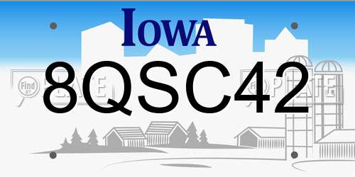 8QSC42 Iowa License Plate