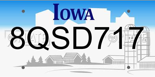 8QSD717 Iowa License Plate