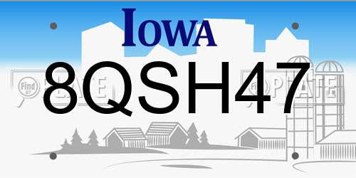 8QSH47 Iowa License Plate