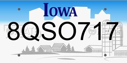 8QSO717 Iowa License Plate