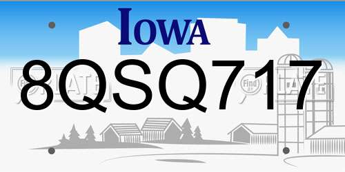 8QSQ717 Iowa License Plate