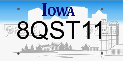 8QST11 Iowa License Plate