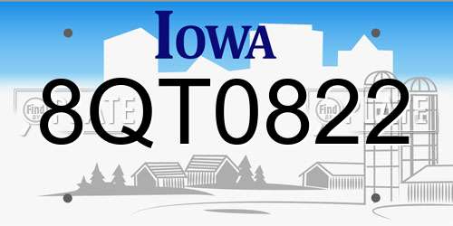 8QT0822 Iowa License Plate
