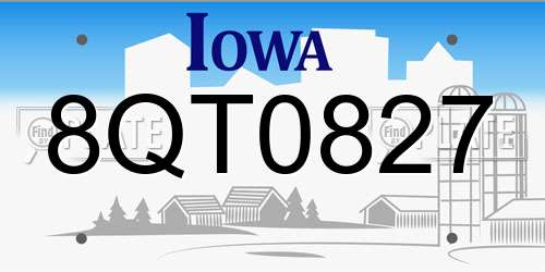 8QT0827 Iowa License Plate