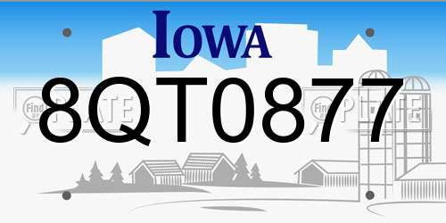 8QT0877 Iowa License Plate