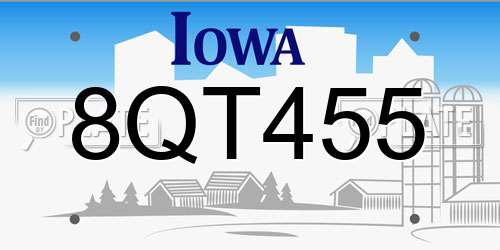 8QT455 Iowa License Plate