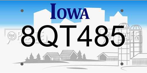 8QT485 Iowa License Plate