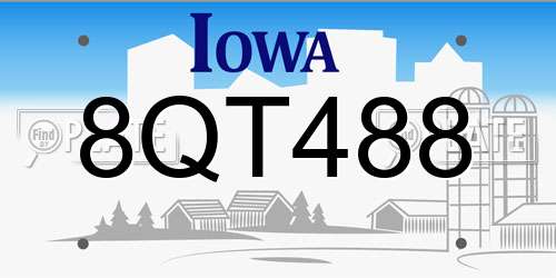 8QT488 Iowa License Plate
