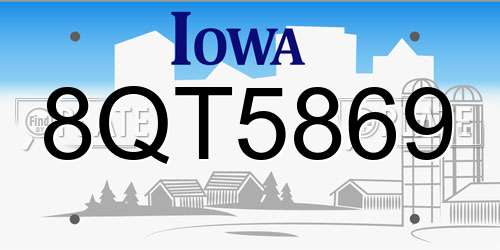 8QT5869 Iowa License Plate