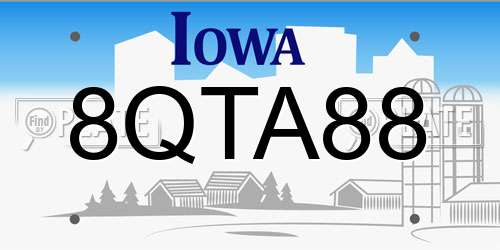 8QTA88 Iowa License Plate