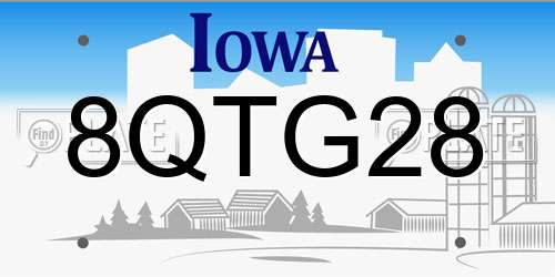 8QTG28 Iowa License Plate