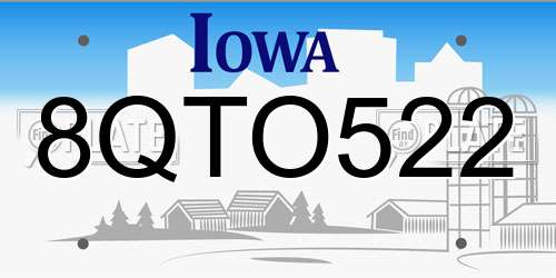 8QTO522 Iowa License Plate