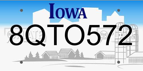 8QTO572 Iowa License Plate