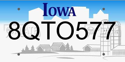 8QTO577 Iowa License Plate
