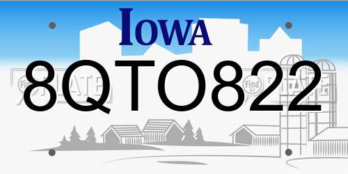 8QTO822 Iowa License Plate