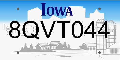 8QVT044 Iowa License Plate