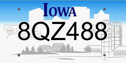 8QZ488 Iowa License Plate