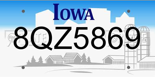 8QZ5869 Iowa License Plate