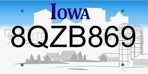 8QZB869 Iowa License Plate