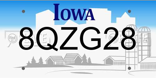 8QZG28 Iowa License Plate