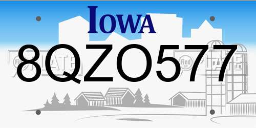 8QZO577 Iowa License Plate