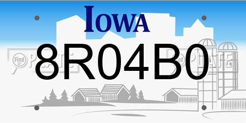 8R04B0 Iowa License Plate