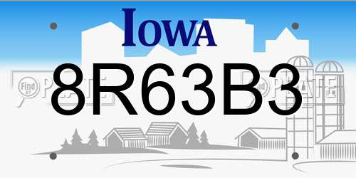 8R63B3 Iowa License Plate