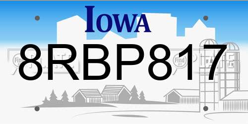 8RBP817 Iowa License Plate