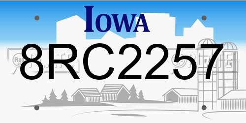 8RC2257 Iowa License Plate