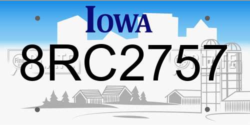 8RC2757 Iowa License Plate