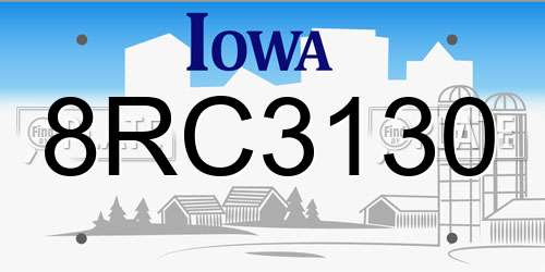 8RC3130 Iowa License Plate