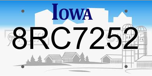 8RC7252 Iowa License Plate