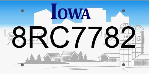 8RC7782 Iowa License Plate