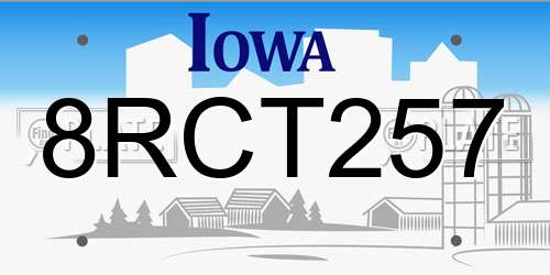 8RCT257 Iowa License Plate