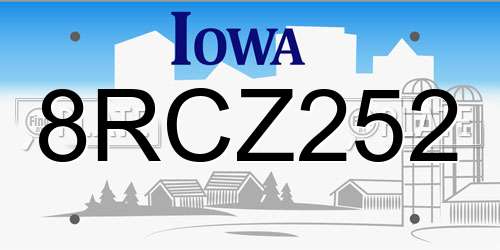 8RCZ252 Iowa License Plate