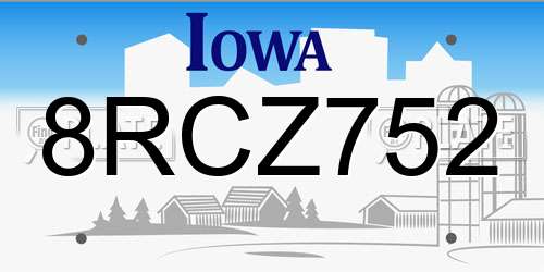 8RCZ752 Iowa License Plate