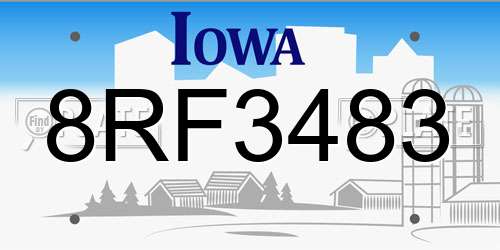 8RF3483 Iowa License Plate