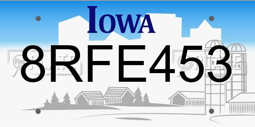8RFE453 Iowa License Plate