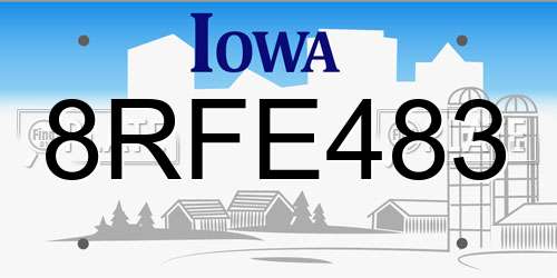 8RFE483 Iowa License Plate