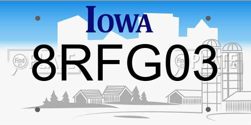 8RFG03 Iowa License Plate