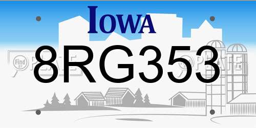 8RG353 Iowa License Plate