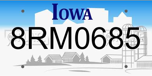 8RM0685 Iowa License Plate