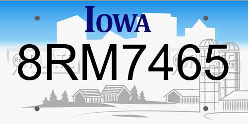 8RM7465 Iowa License Plate