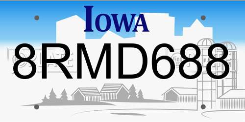 8RMD688 Iowa License Plate