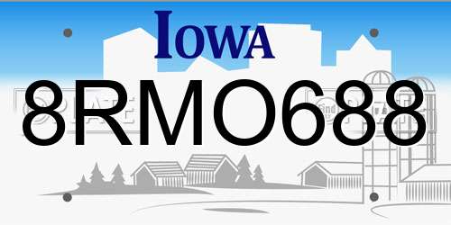 8RMO688 Iowa License Plate