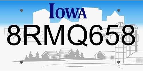 8RMQ658 Iowa License Plate