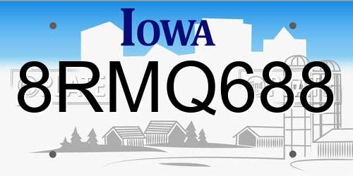 8RMQ688 Iowa License Plate